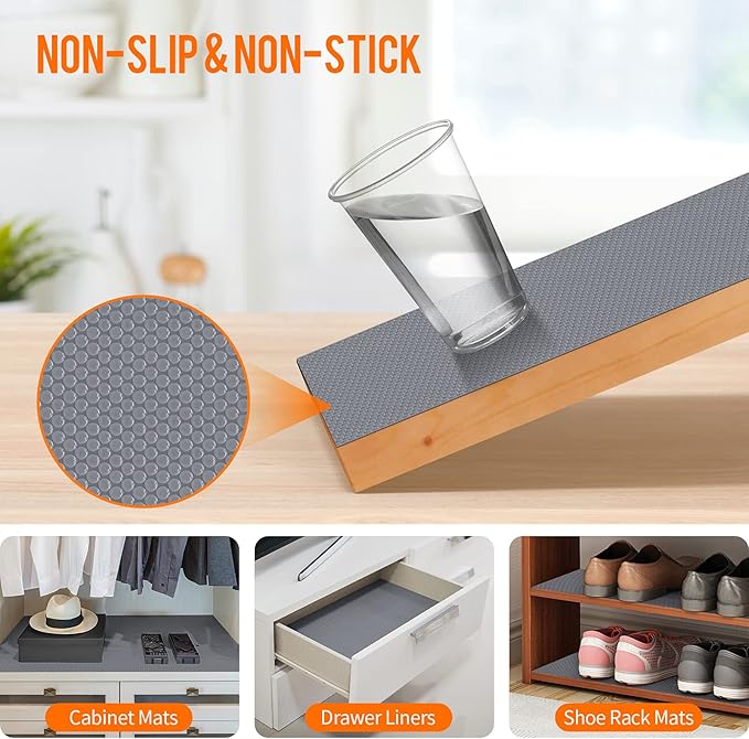Shelf Liners for Kitchen Cabinets Non-Slip Drawer Liner Non Adhesive Cupboard Mat EVA Material Refrigerator Mats Fridge Liner Washable for Shoerack, Storage and Desks 23.6 x 78.7 Inches