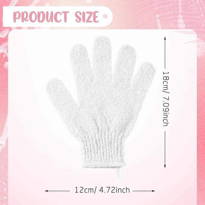 104 Pcs Exfoliating Glove Bulk Shower Gloves with Hanging Loop Exfoliating Body Scrubber Dead Skin Remover for Body Bath Beauty Spa Massage Scrubs Men Women Bathing(White)
