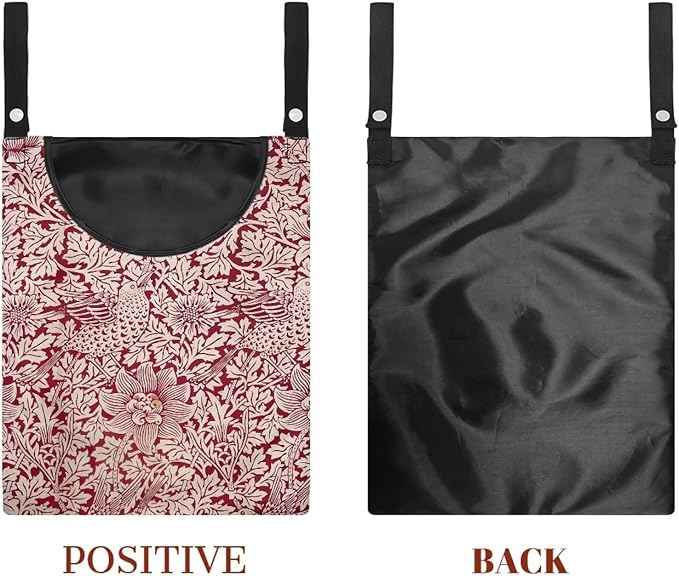 Strength Clothespin Bag 14.5x12 Inches - Vintage Bird Flower Red Print Commercial Quality Storage with Oversized Opening - Heavy Duty Polyester Construction with Reinforced Grommets
