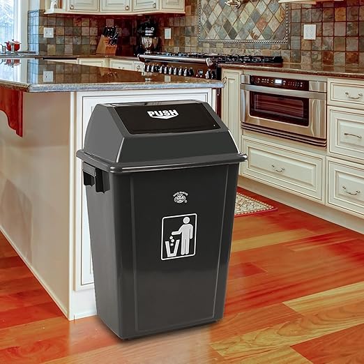 4 Packs 13 Gallon Commercial Heavy-Duty Trash/Garbage Can, Swing Lid Waste Container for Home/Garage/Kitchen/Outdoor/Driveway