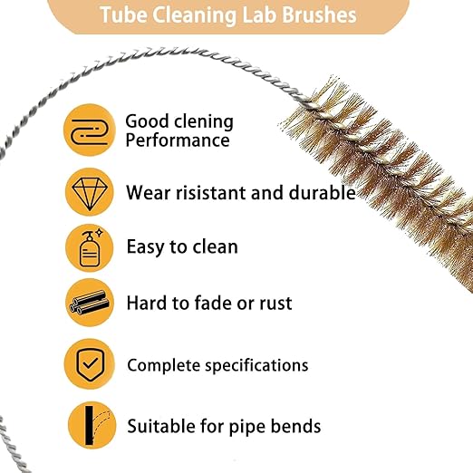 7pcs Brass Tube Brushes Bottle Brush Wire Tube Brushes,Long Wire Cleanling Brushes,Tube Cleaning Lab Brushes Straw Cleaner Brush Wire Bottle Brush Pipe Cleaner for Tubes,Bottle,Glass