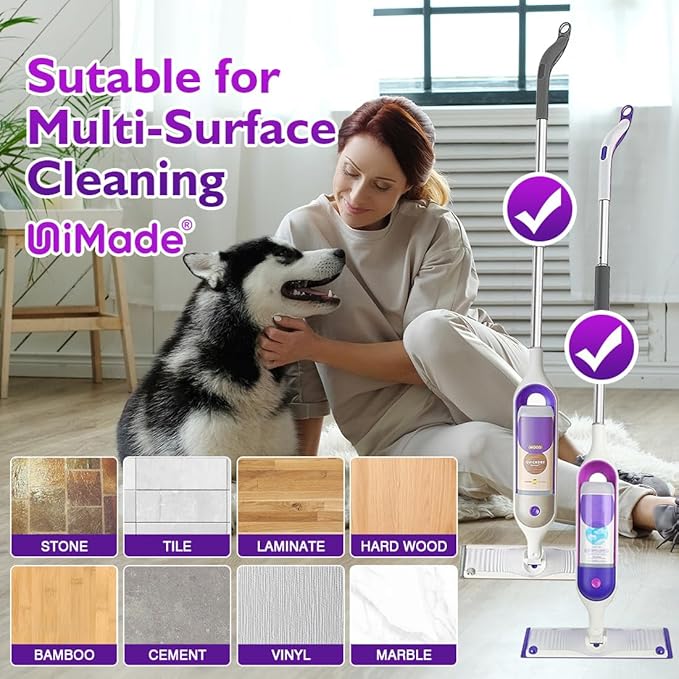 Reusable Mop Pads for Swiffer PowerMop, 8 Pack Microfiber Mop Pad Refill with Scrubber Strips for 13''-15'' SprayMop, Washable Mop Pads Use for Most Floor Types, Designed for Pets - Multicolor