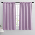 RYB HOME Small Kitchen Curtains, Room Darkening Drapes Energy Efficient Half Window Coverings Heavy Duty Solid Decor for Bedroom Bathroom Dining Room, W42 x L45 inches, Lilac, 2 Panels Set