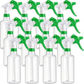 Eccliy 12 Pcs 16 Oz Plastic Spray Bottle, Adjustable Empty Reusable Sprayer for Cleaning, Planting, Water, Bathroom and Kitchen, BBQ, Commercial and Residential(Green&white,Clear)