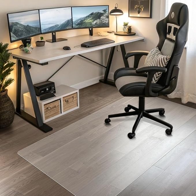 Azadx Chair Mat for Hardwood 60"x 36" Large Office Chair Mat for Hardwood Floors Protector Mat for Office Chair Easy Glide Rolling Plastic Clear Desk Computer Chair Mats for Home Offices