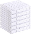 Homaxy 100% Cotton Terry Kitchen Towels(White, 13 x 28 inches), Checkered Designed, Soft and Super Absorbent Dish Towels, 6 Pack