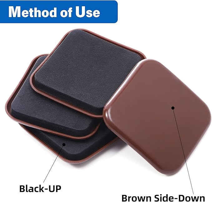 Square Furniture Sliders for Carpet, 24pcs 3 inch Heavy Duty Furniture Moving Pads, Reusable Furniture Movers Sliders - Protect The Carpet Surface, Move Heavy Furniture Easy and Quickly!