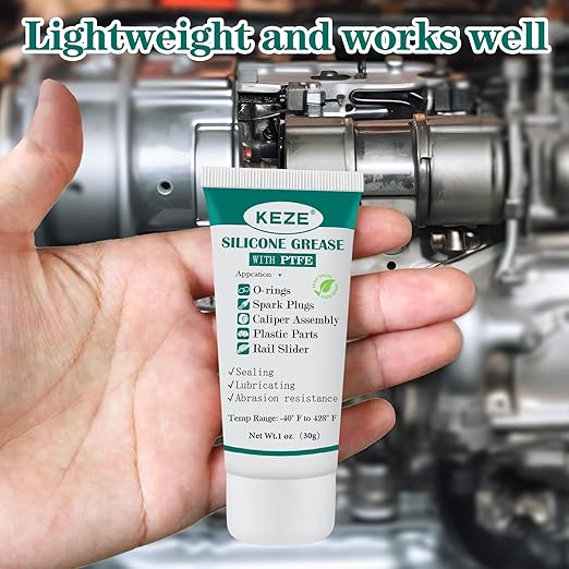 KEZE Silicone Grease Automotive PTFE Lubricant Sliding Glass Door Grease Tube 92003 Lube for Plumbing Faucet O Rings Plastic Parts Water Filter Window Track Rail 1 oz 2-Tube