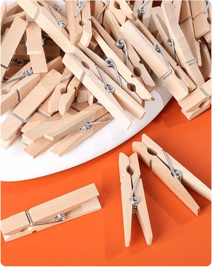 Clothes Pins Wooden Clothespins for Photo 1.77 Inch 50 PCS, Small Wood Clips Close Pin for Classroom Crafts Project Decorations Hanging Pegs 1 3/4"