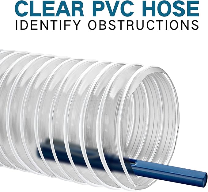 Qucship PVC Dust Collection Hose 2 1/2" x 20' - Heavy PVC Fume Collection Hose for Workshop, Woodworking, Dust Collection Systems