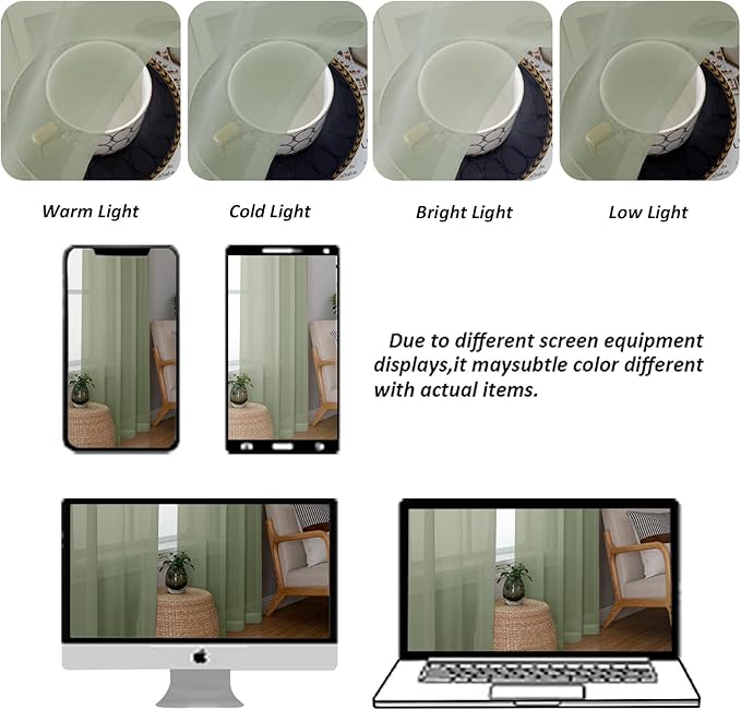 Chyhomenyc Sage Green Sheer Curtains 78 Inches Long 2 Panels Set for Living Room, Light Filtering Voile Lightweight Bedroom Curtains, Rod Pocket Solid Window Treatment Drapes, Each 42W x 78L
