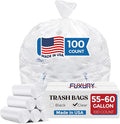Fuxury 55-60 Gallon Heavy Duty Trash Bags, 100 Count Clear Garbage Bags, 23 Mic Thick, 38x58 in, Star-Seal Bottom, Plastic Bags Ideal for Home, Yard & Commercial Use, Made in USA