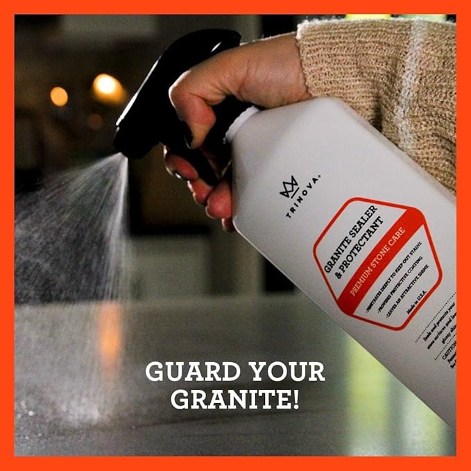 TriNova Granite Sealer & Protector Gallon Refill- Made in USA, Best Stone Polish, Protectant & Care Product - Easy Maintenance for Clean Countertop Surface, Marble, Tile