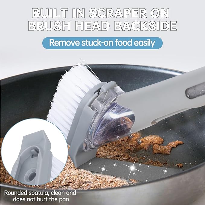 4 Pack Dish Brush Refills Compatible with Scrub Daddy Dish Wand, Replacement Heads for Soap Dispensing Brushes, Heavy Duty Brush Cleaning Head Fits Soap Dispensing Handle for Kitchen Cleaning