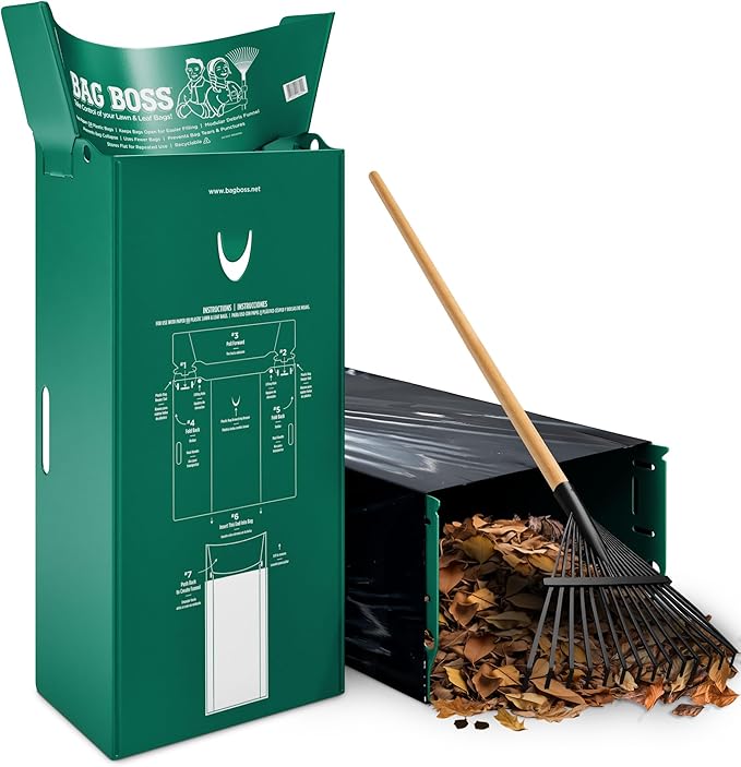 Lawn & Leaf Bag Holder Stand | Fits 33-55 Gallon Paper or Plastic Yard Waste Bags | Foldable Trash Bag Holder Stand