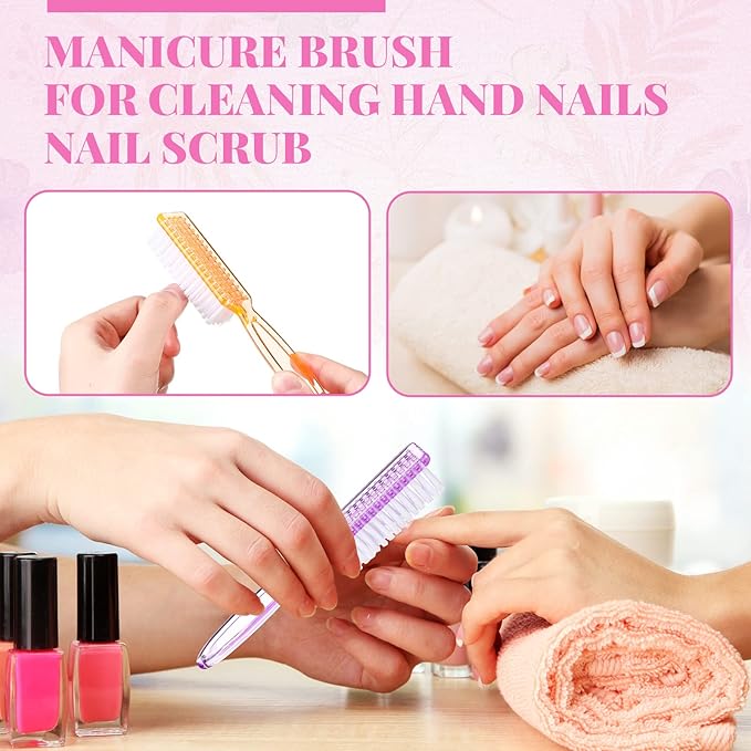 Patelai 12 Pcs Handle Grip Nail Brush Bulk Colorful Nail Scrubber Fingernail Brushes Hand Toes Cleaning Brushes Pedicure Scrubbing Tool for Men and Women, Multicolor Brush