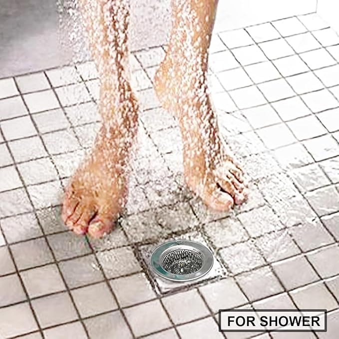 2PCS Bathtub Drain Strainers, Shower Drain Hair Catcher, Stainless Steel Drain Cover Basket for Bathroom Laundry Floor Drain, Fit for 1.75"-3.0" Drain Hole