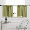 Pickluc Cafe Kitchen Curtains 36 Inches Long 2 Panels, Blackout Tier Curtains with Rod Pocket, Short Black Out Curtain for Small Window, 42" Wide and 36" Length, Set of Two, Sage Green