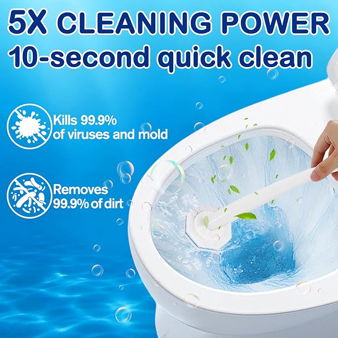 80 Count Disposable Toilet Wand Refills - Toilet Bowl Wand Refills with Cleaners, 5X Cleaning Power | No Falling Apart | Fresh Fragrance