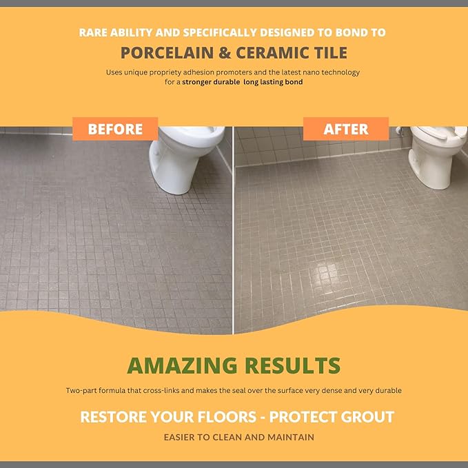 CoverTec GlazeGuard Matte Natural Look Ceramic, Porcelain Tile Grout Sealer, Flat Finish, 2 Part Kit, 0.75 Gal