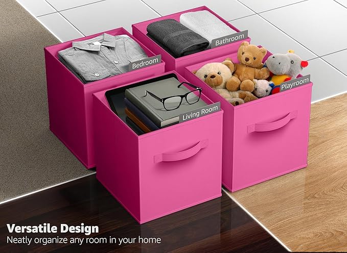 Sorbus 13 Inch Storage Bins - Sturdy Collapsible Fabric Storage Cubes with Handle - 8 Foldable Baskets for Organizing Clothes, Toys, Books - Storage Baskets for Shelves, Closets