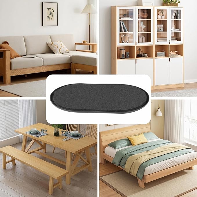 Reusable Large Furniture Sliders for Carpet, Furniture Movers Sliders, Carpet Movers Oval Heavy Duty Sofa Bed Table Desk Movers for Carpet –Quickly and Easily Move Any Item, Black (8 Pack)