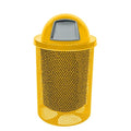 COATEDOUTDOORFURNITURE RDT-P-YEL Heavy Duty Round Trash Receptacle with Dome Top, Liner Included, 32 Gallon, Yellow, Made in America