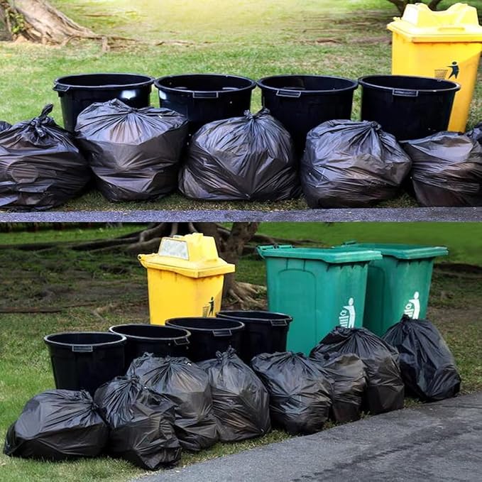 30 Gallon Trash Bags, 100 Count Black Garbage bags, Multi-purpose Trash Can Bin Liners for Bathroom, Office, Industrial, Commercial, Janitorial, Municipal, Recycling