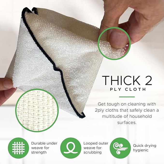 Whiffkitch Dishcloths Dishrags for Kitchen and Household Cleaning 6x7 3-Pack Non-Scratch 2-Ply Weave, Bamboo-Rayon Fabric, Absorbent, Washable, Long-Lasting