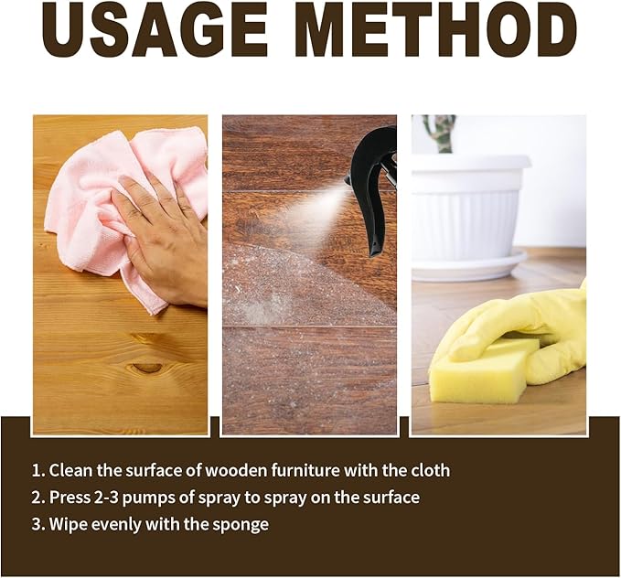 Beeswax Spray Cleaner with Sponge & Towel for Wood Furniture, Natural Beeswax Care For Wood Floors, Furniture, Tables, Cabinets (Lemon)