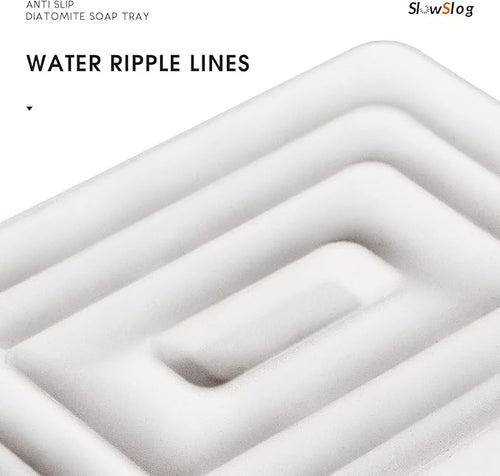 1 Pack Diatomite Soap Dish Holder, Quick Dry Stone Bath Tray, Diatomaceous Earth Stone Soap Holder, Water Absorbent Rectangular Soap Dish for Bar Soap, White