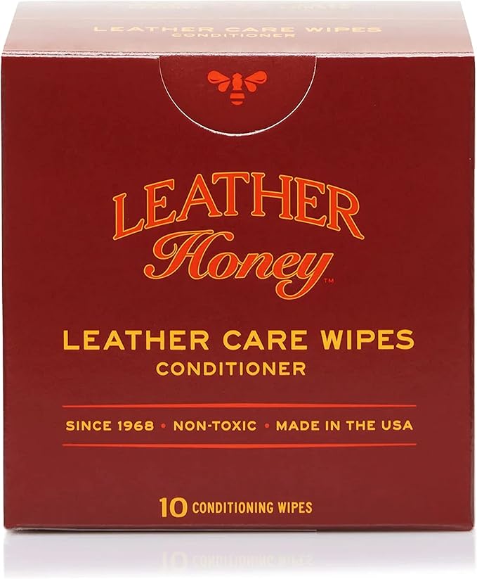 Leather Honey Conditioner Wipes: Restore Leather On-The-Go. Protect & Condition Any Color of Leather Couches, Car Seats, Purses, Shoes, Bags & Tack. Made in the USA! 10 Non-Toxic, Ready-to-Use Wipes