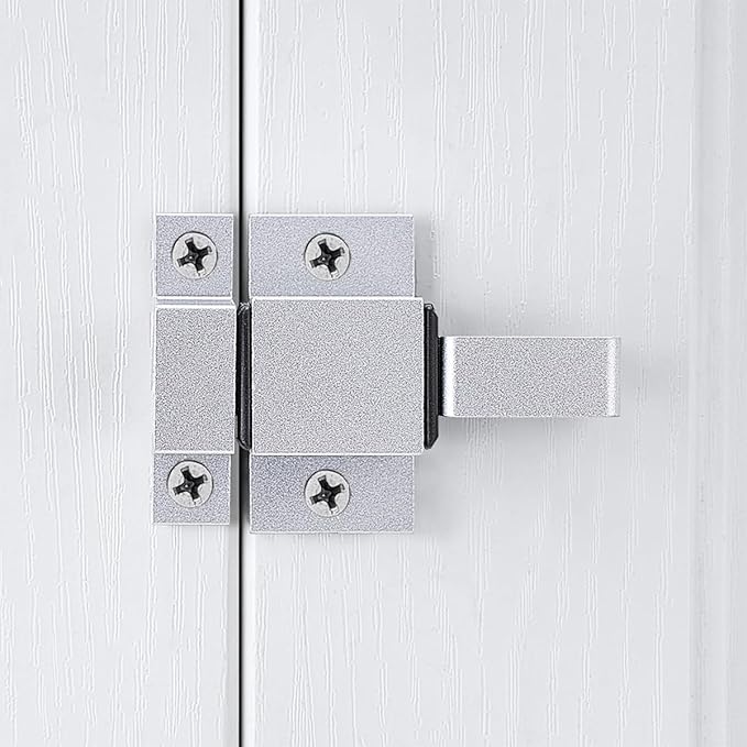 2 Packs Self-Closing Gate Latches, Silver Spring Door Lock, Aluminum Alloy Security Latch for Windows, Cabinets & Gates
