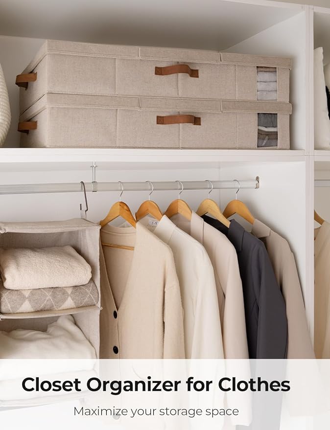 StorageWorks 2-Pack Large Under Bed Storage Bins with Lids, Underbed Storage Containers with Handles and Label Holder, Closet Organizer for Clothes, Blankets, Sweater