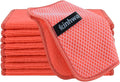 KinHwa Kitchen Washcloths for Dishes Absorbent Microfiber Dish Cloths Quick Dry Dish Rags with Poly Scour Scrub Side Ideal for Kitchen Cleaning (Red, 7inchx7inch 9 Pack)