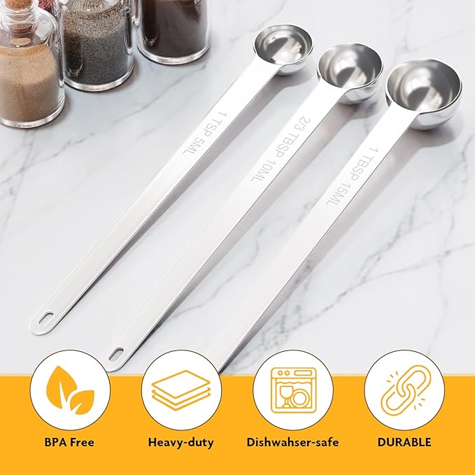 1PCS 1Tbsp(3tsp, 15ml) Extra Long Handle Measuring Spoon, Single Stainless Steel Individual Measure Scoop Only