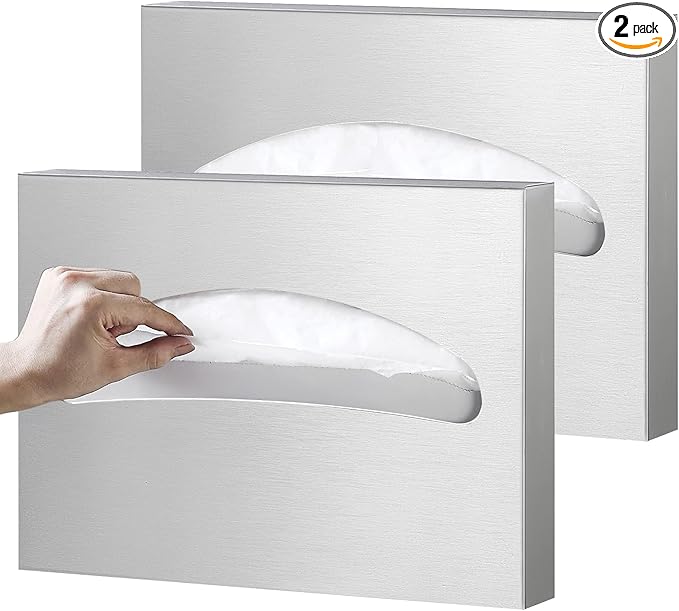 2 Packs Toilet Seat Cover Dispenser Wall Mounted SUS 304 Stainless Steel Brushed