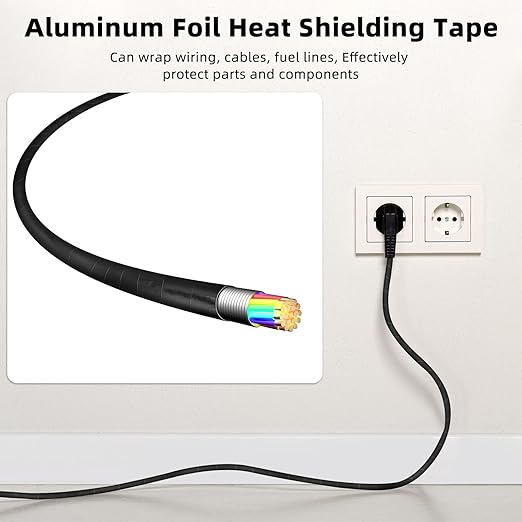 Zonon 2 Rolls Aluminum Foil Tape Heat Shield Tape Barrier Adhesive Reflective Fiberglass Thermal Insulation Reflective Material High Temp Protection(Black,2 Inch X 32.8 ft)