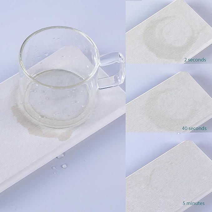 2 Pcs Water Absorbing Stone Trays, Kitchen/Bathroom Sink Soap Dish, Diatomite Tray Used for Hand Soap & Cosmetic Bottles in The Modern Home, 3.5" W x 7.1" L, White