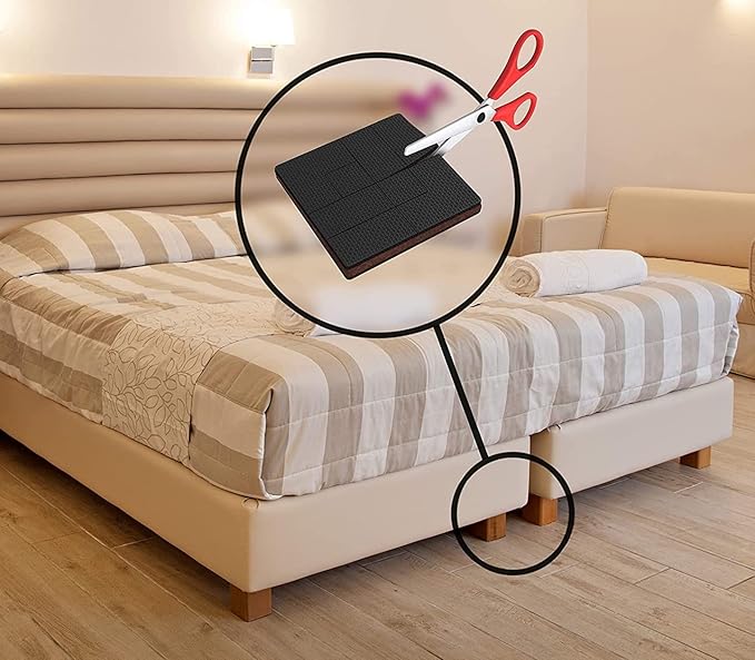 GorillaPads Non Slip Furniture Pads/Floor Grippers (Set of 8 Non Skid Floor Protectors) Pre-Scored to Cut to Multiple Size, 4 Inch Square, Black, CB140-8