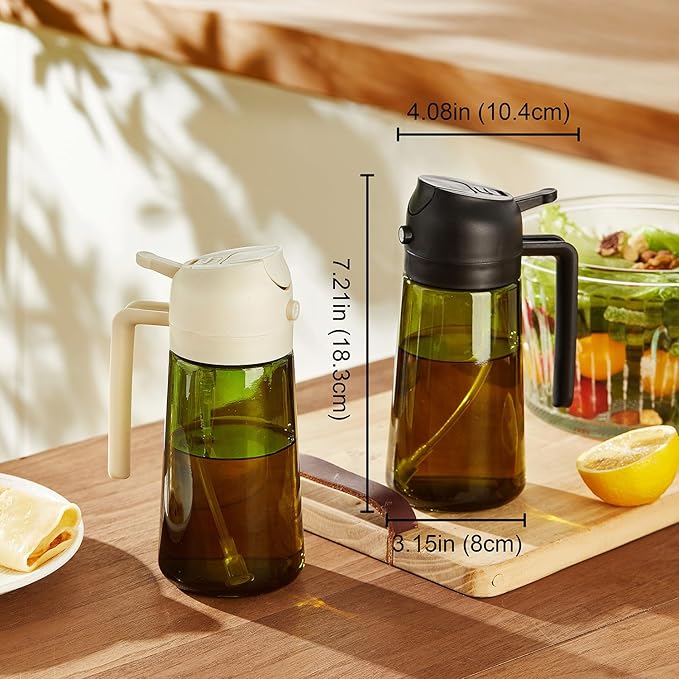 TrendPlain - Original 16oz/470ml Olive Oil Dispenser Bottle for Kitchen Gadgets and Air Fryer Accessories - Olive Oil Sprayer for Cooking w/Stickers - Bubblegum
