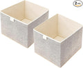 Storage Baskets, 11.8-Inch Woven Fabric Bins, Storage Cubes with Reinforced Handles, Organizer Bins for Closet Shelves, Foldable, for Toys, Clothes, Natural Beige (2PCS/Beige-11.8*11.8*11.8inch)