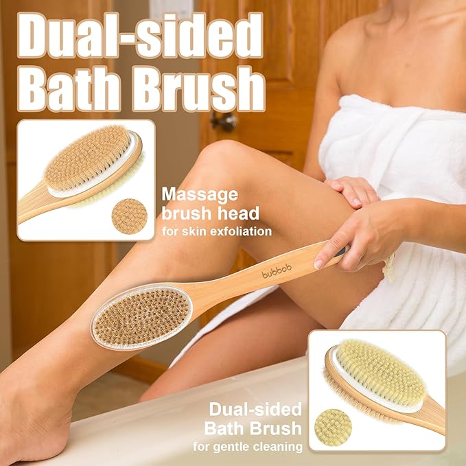 Back Scrubber for Shower,Bath Brush with Long Handle,Bath Brush Body Exfoliator for Wet or Dry Brushing,Men and Women (Black)