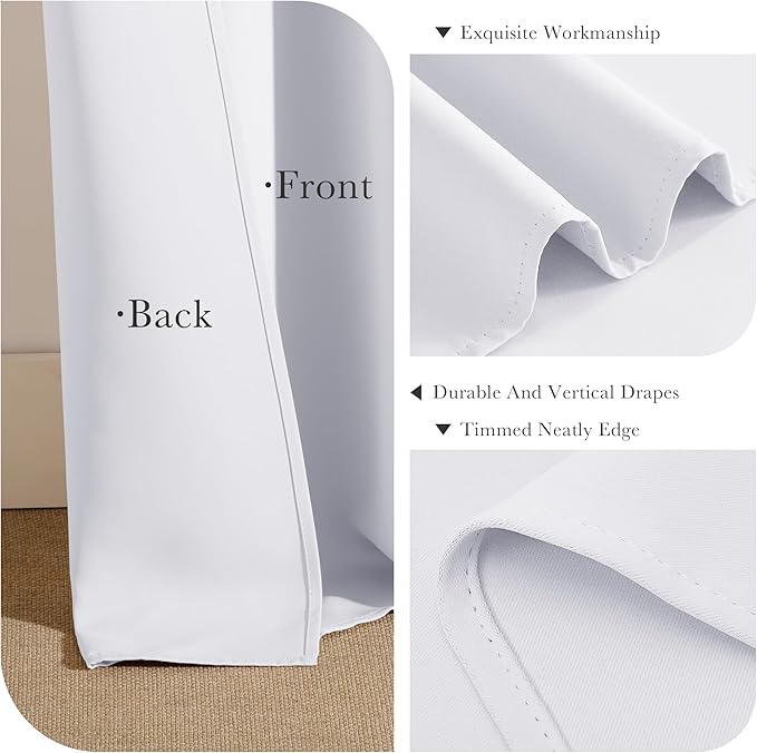 PONY DANCE Pure White Room Darkening Curtains - Energy Saving Drapes for Small Windows in Kitchen, Bedroom, and Bathroom | 2 Panels, W 34 x L 24 inch | Ideal Cafe Curtains
