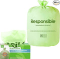 Responsible Products Kitchen Bin Liners, Certified Compostable, Heavy Duty Multipurpose Food Scrap Bags, Made from Compostable Materials (2.6 Gallon Flat Top, 2.6 Gallon (30 Count))
