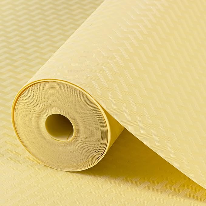 Shelf Liners for Kitchen Cabinets Refrigerator Liners Waterproof & Oil-Proof Kitchen Cupboard Liner Non Adhesive Drawer Mats Cabinet Liners for Shelves -Yellow Beige 11.8 x 59 Inches