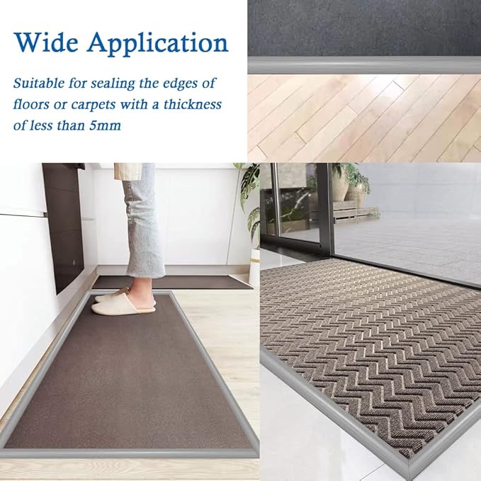 Floor Transition Strip Self Adhesive Carpet & Flooring Transitions Edging Trim Strip PVC Threshold Transitions Suitable for Threshold Height Less Than 5mm (10Ft, Wood Grain Gray-New)
