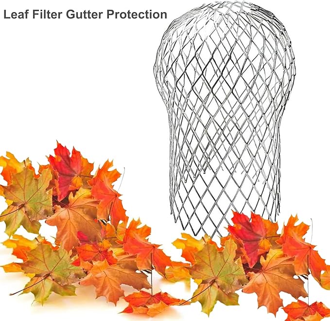 6 Pack Downspout Guard Filter, Gutter Downspout Guard Gutter Guard Strainer Mesh Aluminum Expandable Gutter Screen, Gutter Protector from Leaves Debris Clogging