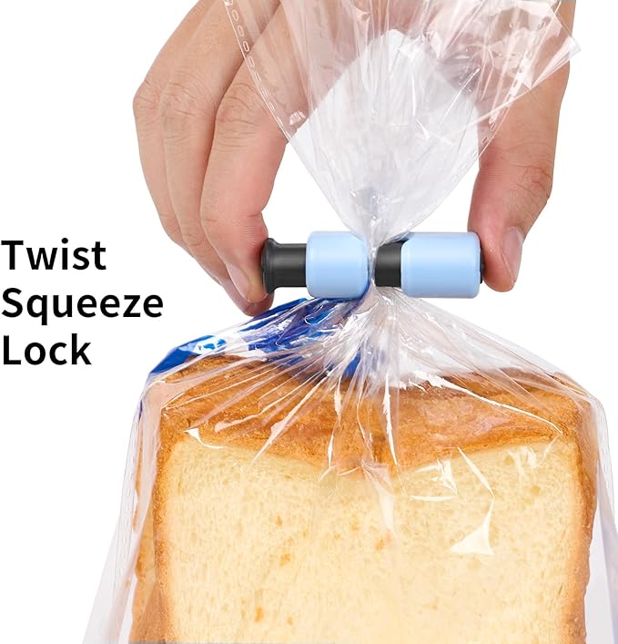 10 Pack Squeeze and Lock Bread Bag Clips, Reusable, Sturdy Plastic, Easy to Use, 5 Colors