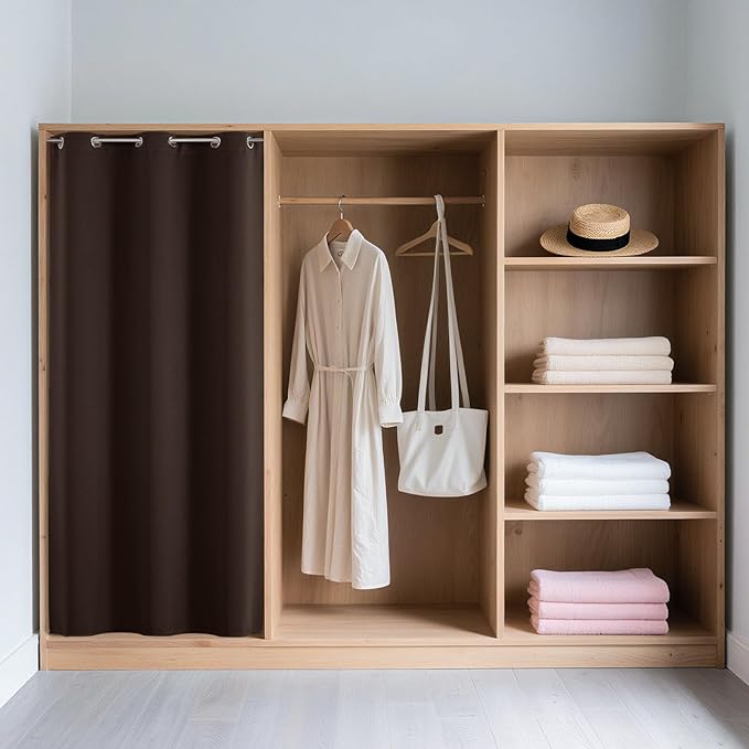 Joydeco Blackout Door Curtain for Doorway Privacy 78 Inches Long, Grommet Closet Curtain for Open Closet, Room Divider for Bedroom Living Room (Chocolate, 40Wx78L, 1 Panel)